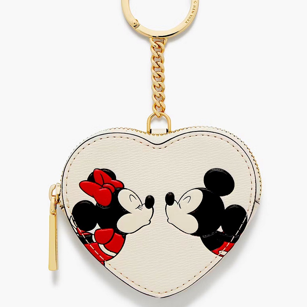 NWT Kate Spade Disney Heart-Shaped Keychain Pouch - White